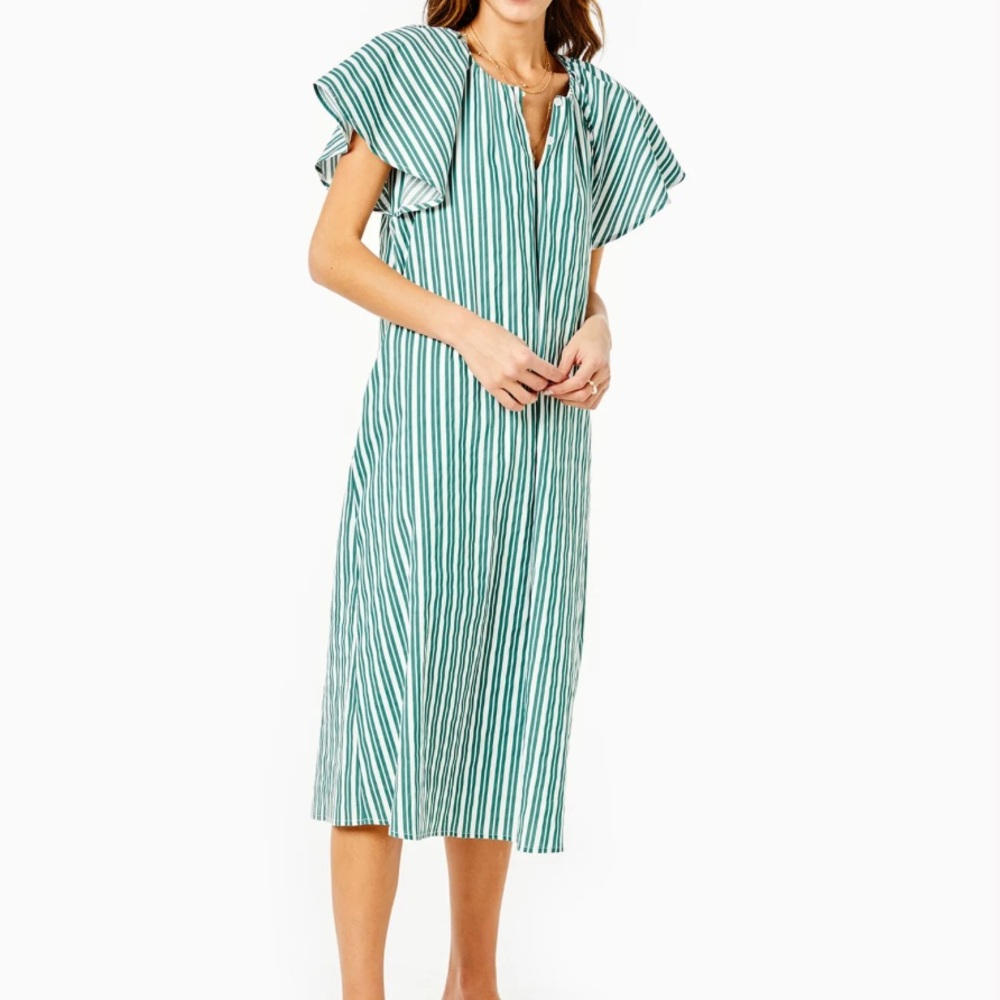 NWT Grace Dress X Grace Atwood in green and white stripes
